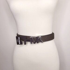 Michael Kors Signature Belt, Reversible Logo Brown/Plain Brown Size 34 or M